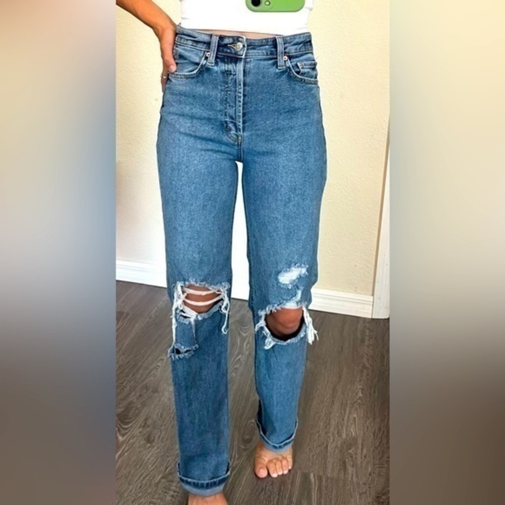 Wild fable super High rise straight legged distressed jean